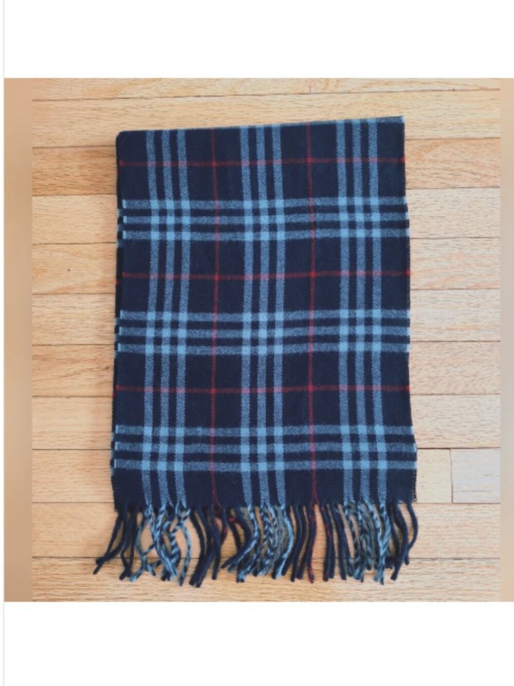 Burberry vintage lambswool novacheck navy scarf EUC - Picture 2 of 5